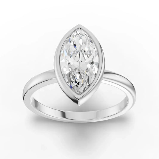 1.5CT Marquise Lab Diamond Bezel Set Solitaire Ring