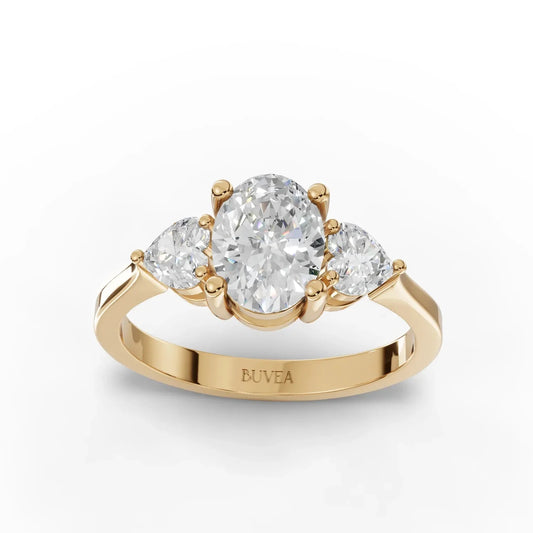 1.5CT Oval Heart Lab Diamond Premium Three Stone Engagement Ring