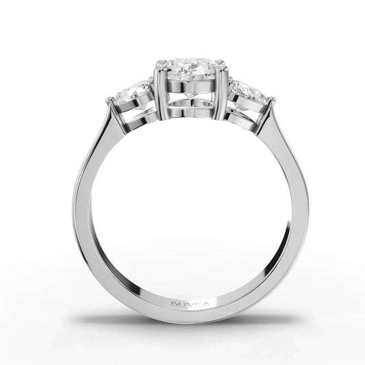 1.5CT Oval Heart Lab Diamond Premium Three Stone Engagement Ring