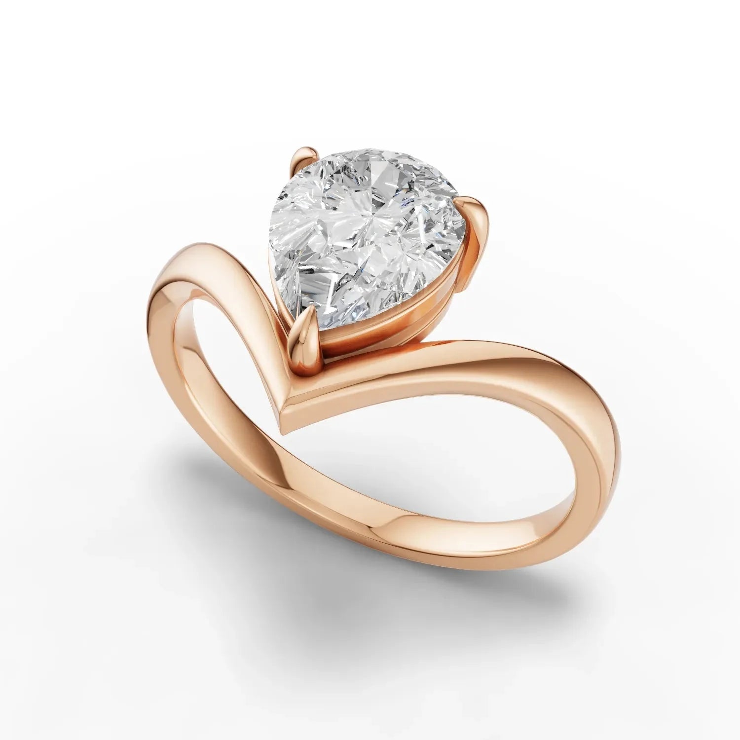 1.5CT Pear Lab Diamond Classic V Solitaire Engagement Ring