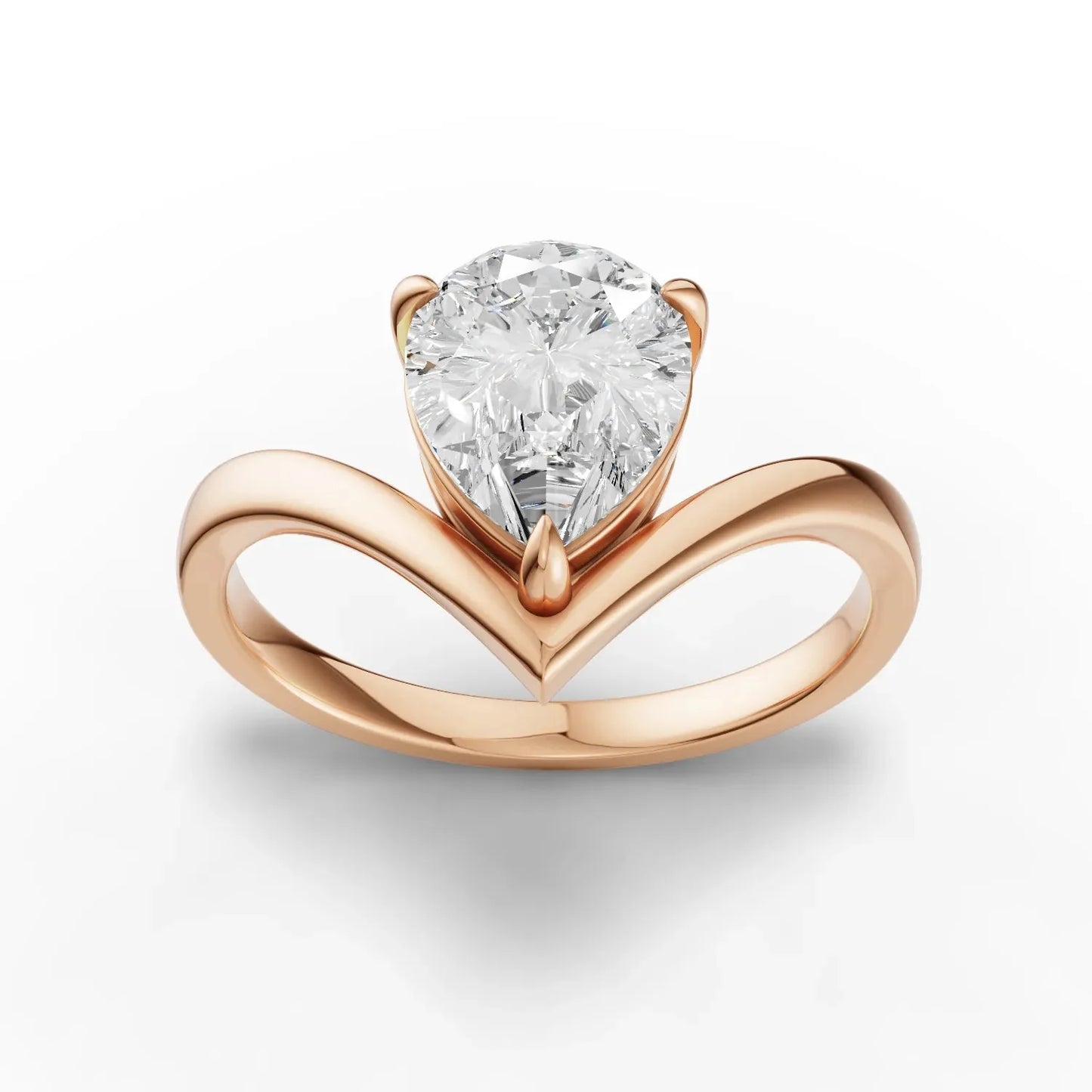 1.5CT Pear Lab Diamond Classic V Solitaire Engagement Ring