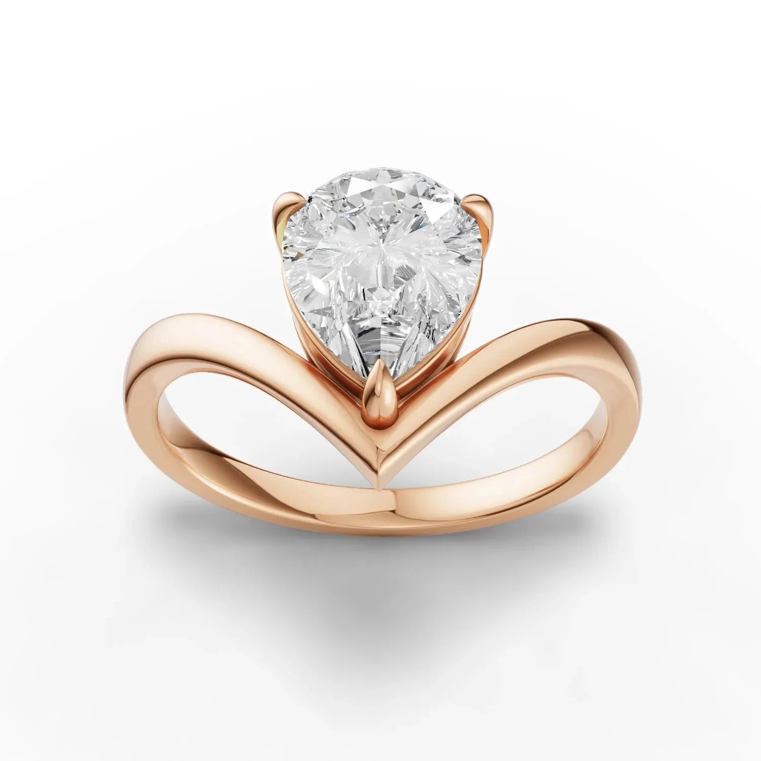 1.5CT Pear Lab Diamond Classic V Solitaire Engagement Ring