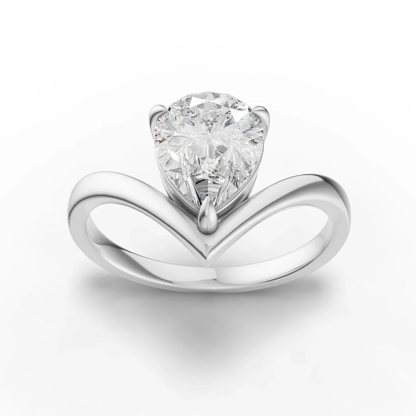 1.5CT Pear Lab Diamond Classic V Solitaire Engagement Ring