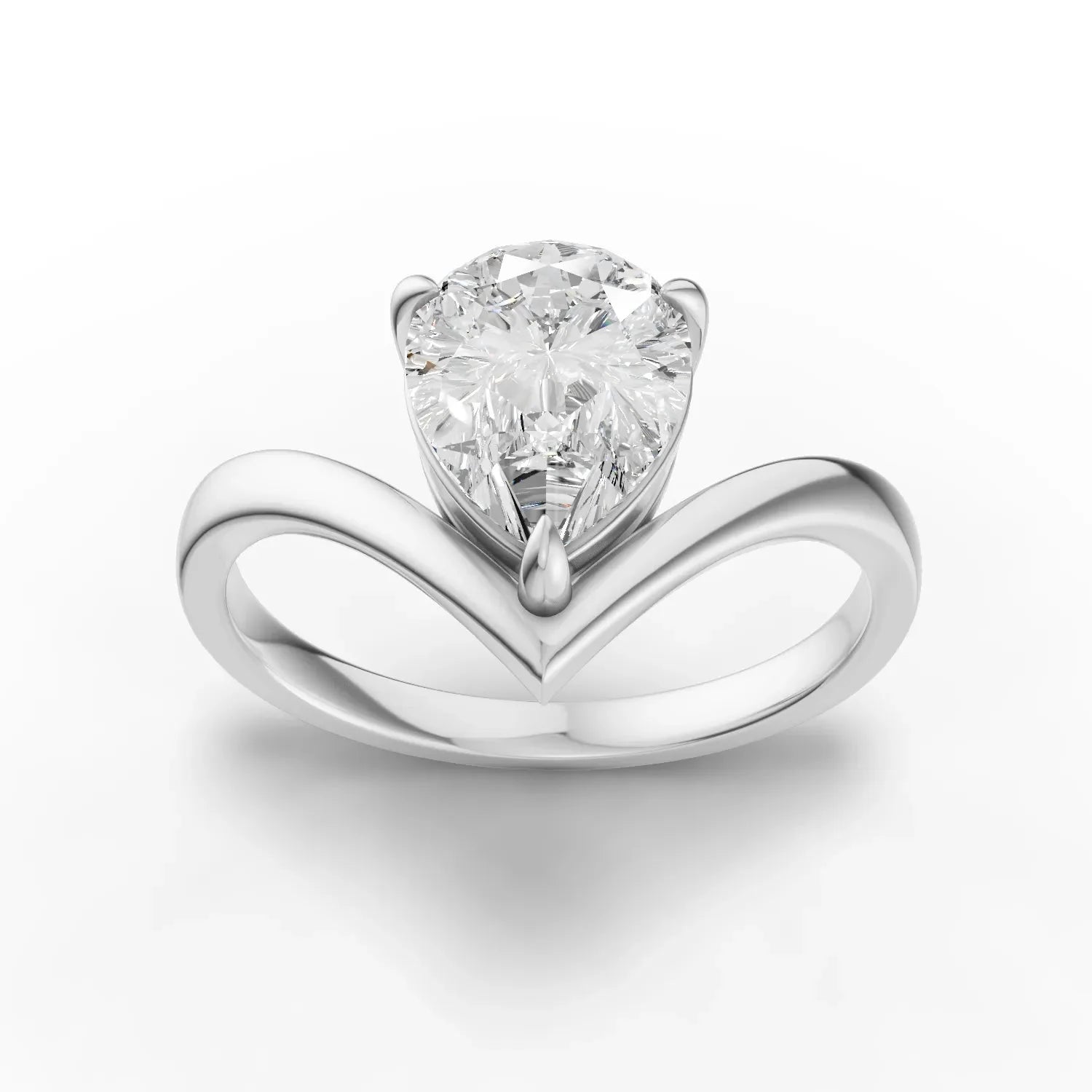 1.5CT Pear Lab Diamond Classic V Solitaire Engagement Ring