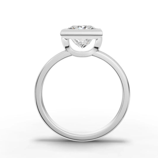 1.5CT Princess Lab Diamond Bezel Solitaire Engagement Ring