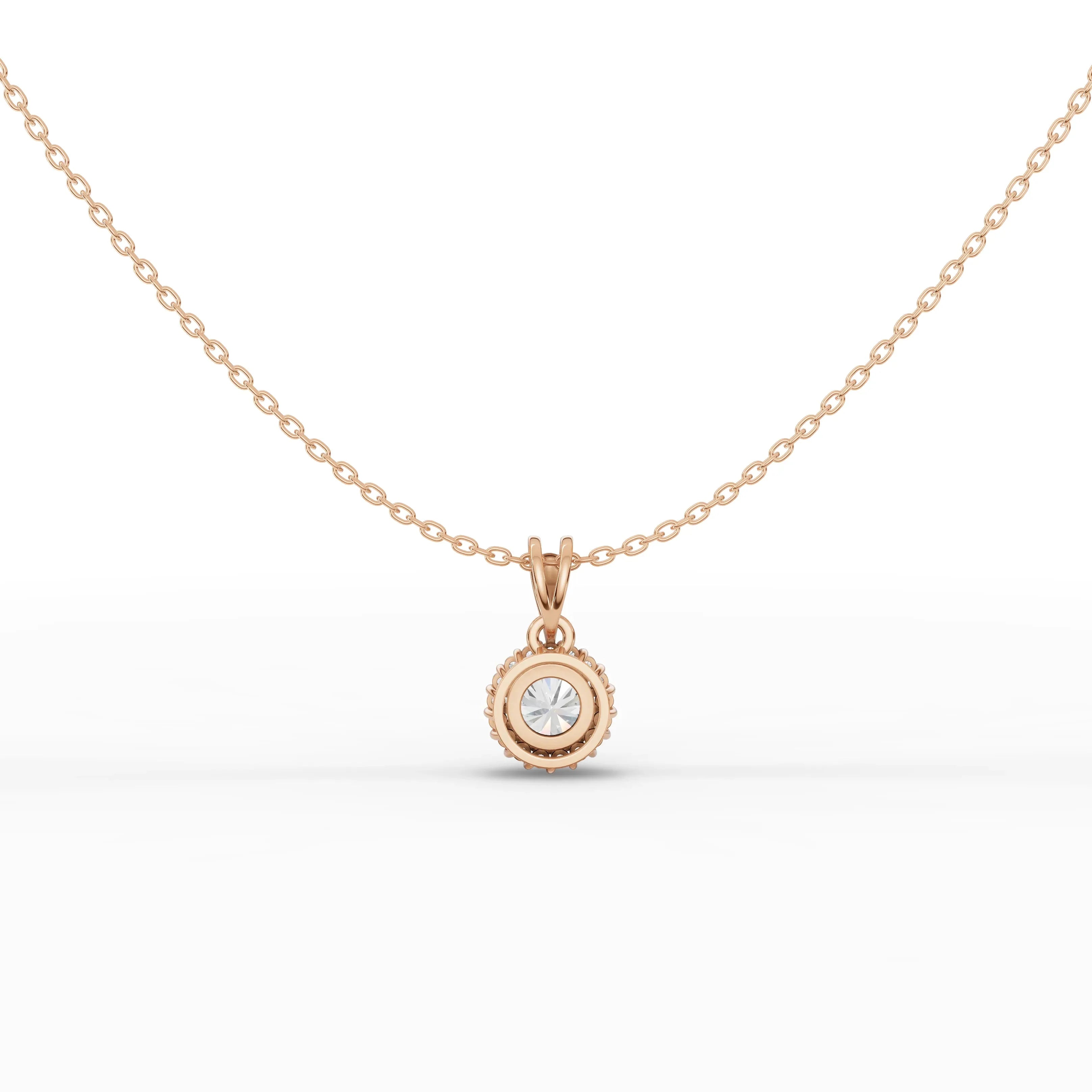 1.5CT Round Lab Diamond Halo Pendant