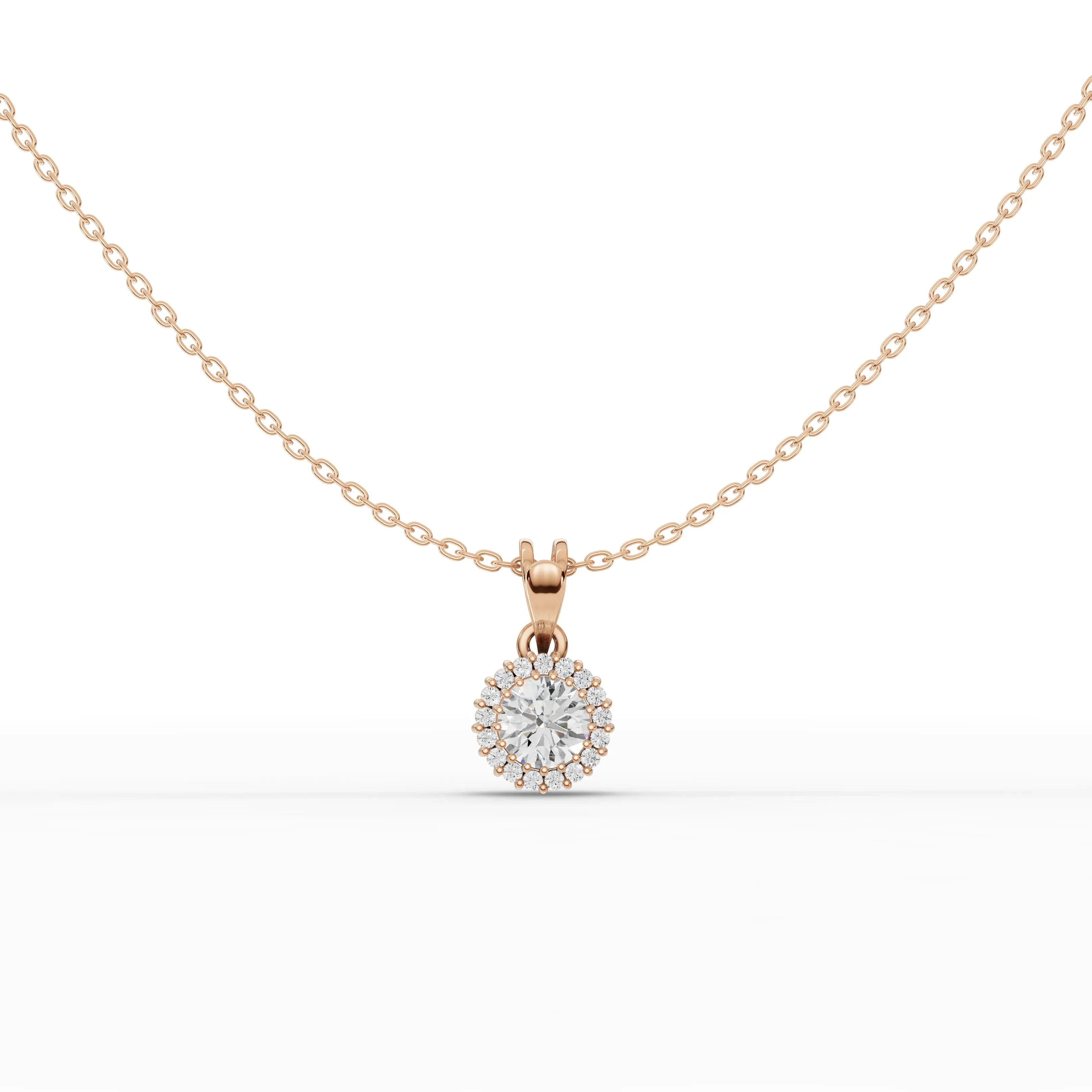 1.5CT Round Lab Diamond Halo Pendant