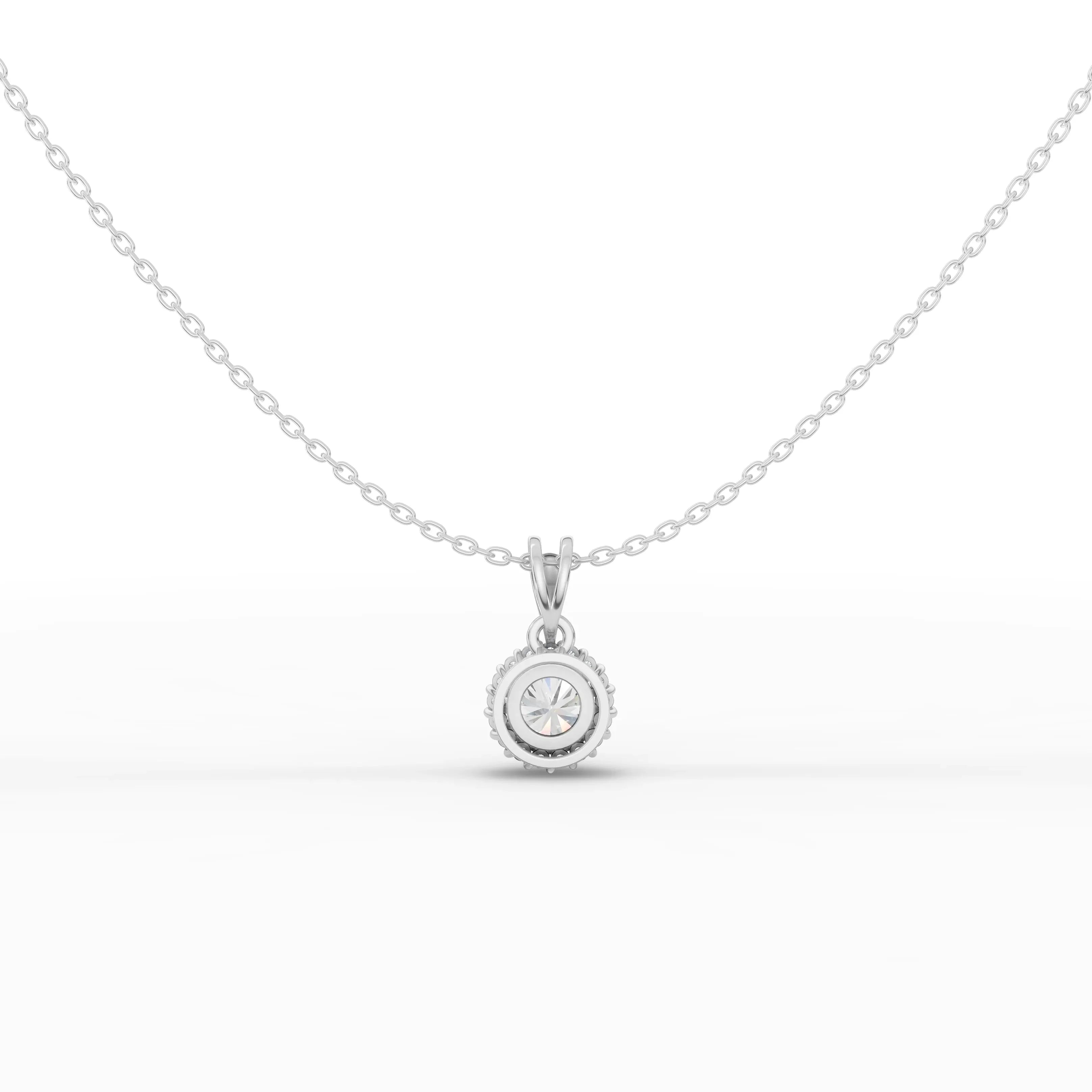 1.5CT Round Lab Diamond Halo Pendant