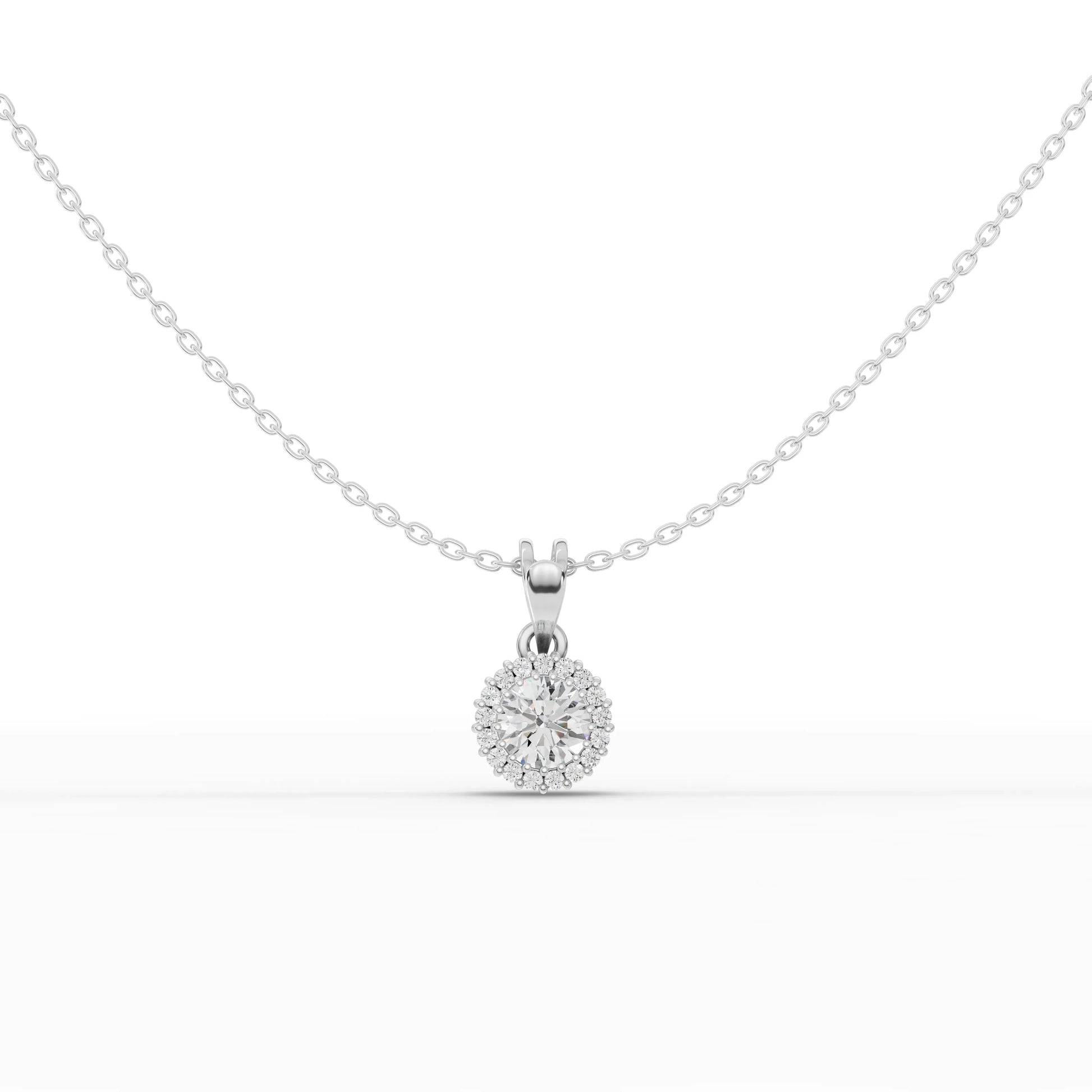 1.5CT Round Lab Diamond Halo Pendant