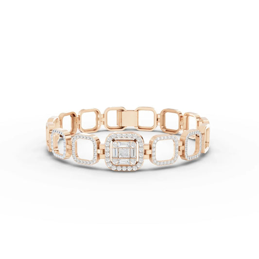 1.68CT Mix Cut Lab Diamond Premium Square Link Bracelet