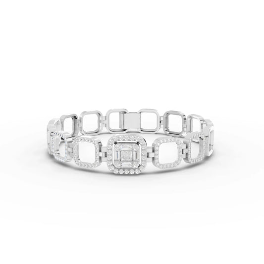 1.68CT Mix Cut Lab Diamond Premium Square Link Bracelet
