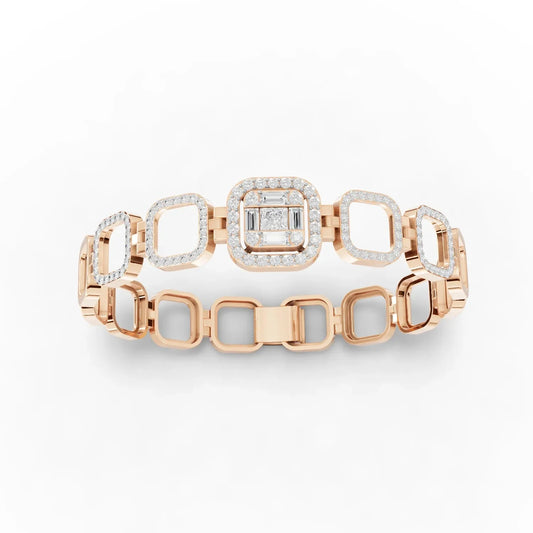 1.68CT Mix Cut Lab Diamond Premium Square Link Bracelet