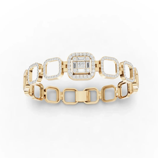 1.68CT Mix Cut Lab Diamond Premium Square Link Bracelet