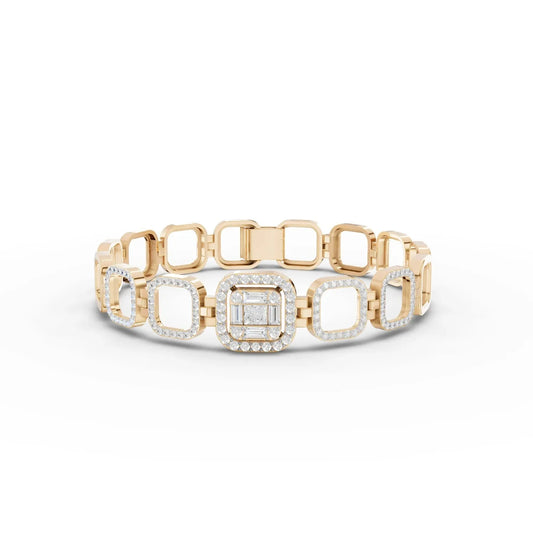 1.68CT Mix Cut Lab Diamond Premium Square Link Bracelet
