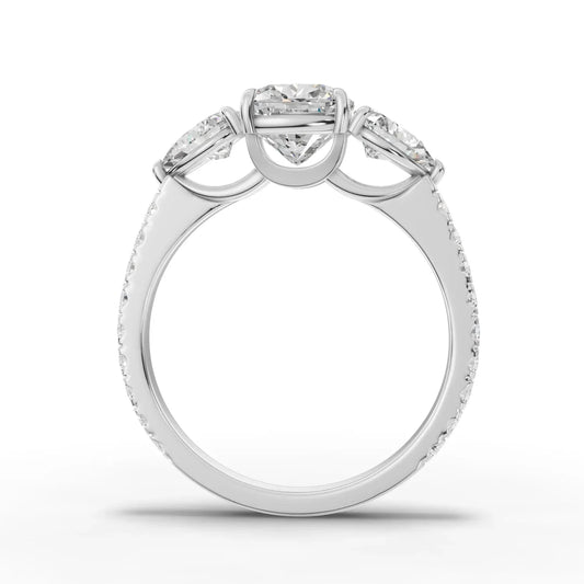 1.72CT Cushion Lab Diamond Three Stone Engagement Ring