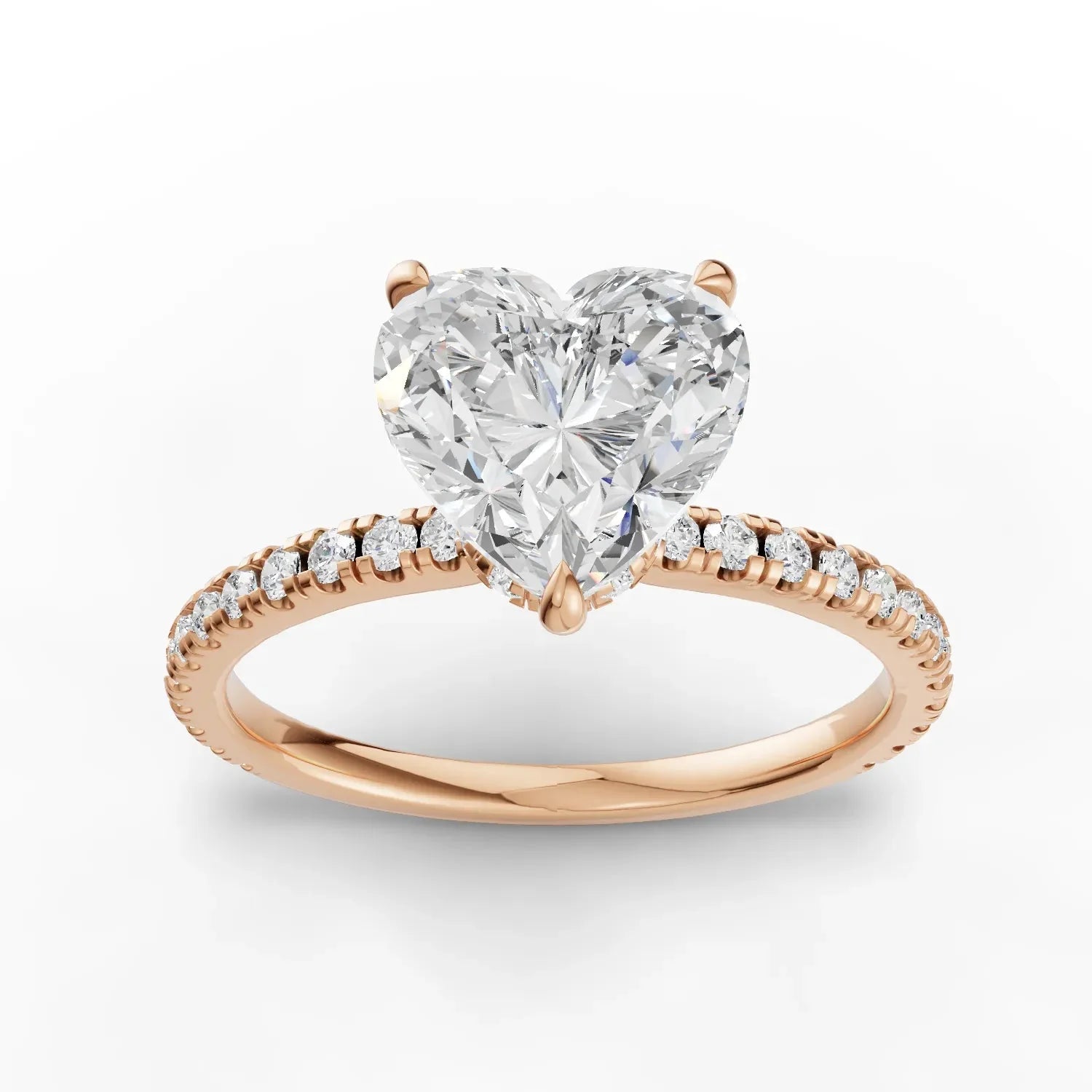 1.79CT Heart Lab Diamond Hidden Halo Accent Engagement Ring