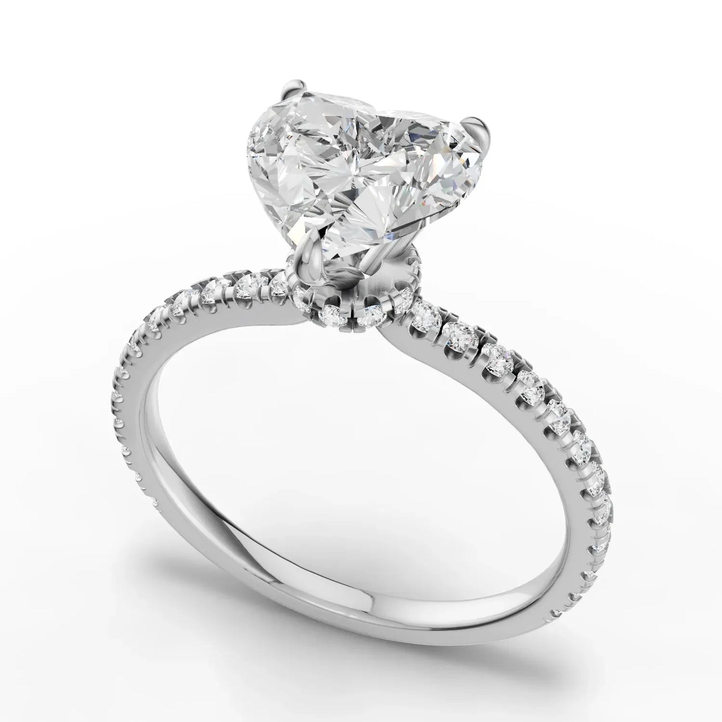 1.79CT Heart Lab Diamond Hidden Halo Accent Engagement Ring