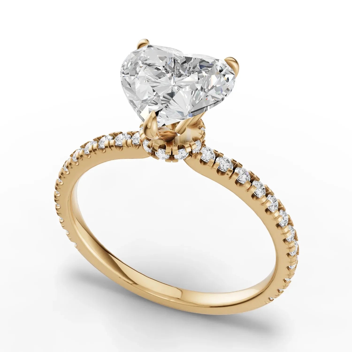 1.79CT Heart Lab Diamond Hidden Halo Accent Engagement Ring
