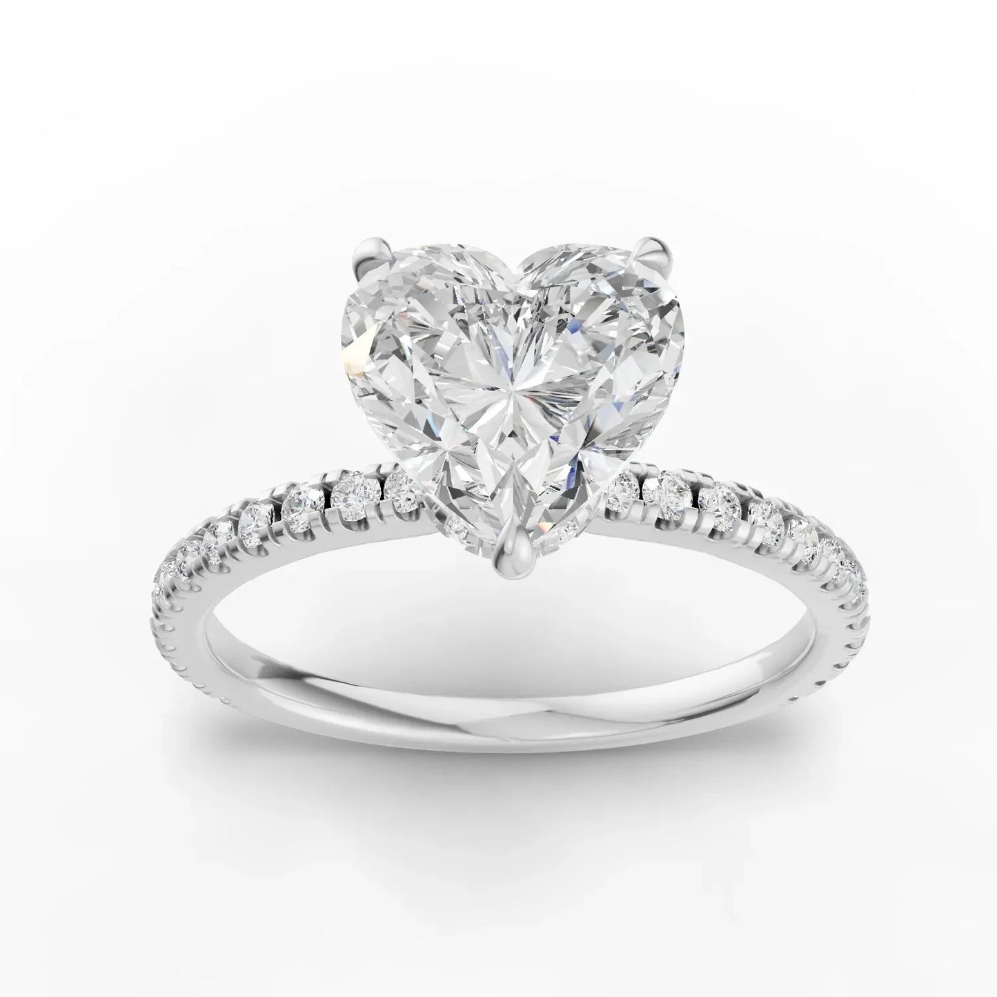 1.79CT Heart Lab Diamond Hidden Halo Accent Engagement Ring