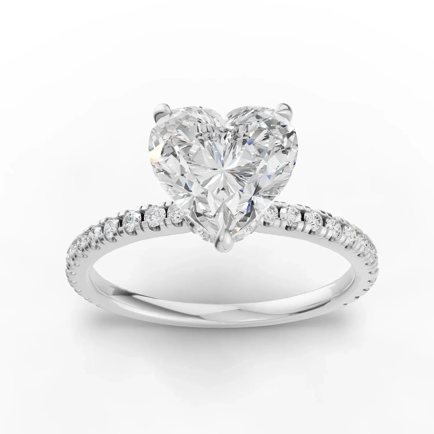 1.79CT Heart Lab Diamond Hidden Halo Accent Engagement Ring
