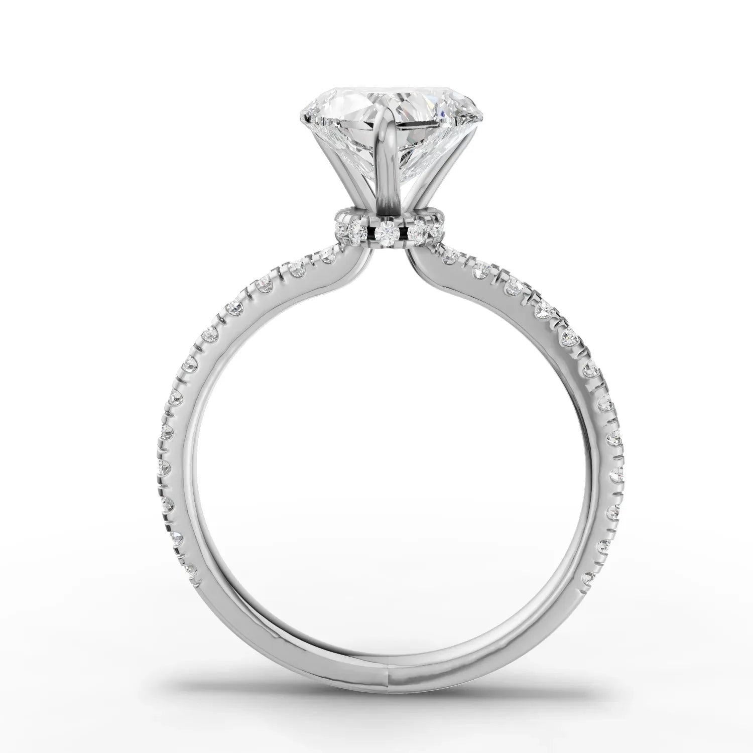 1.79CT Heart Lab Diamond Hidden Halo Accent Engagement Ring