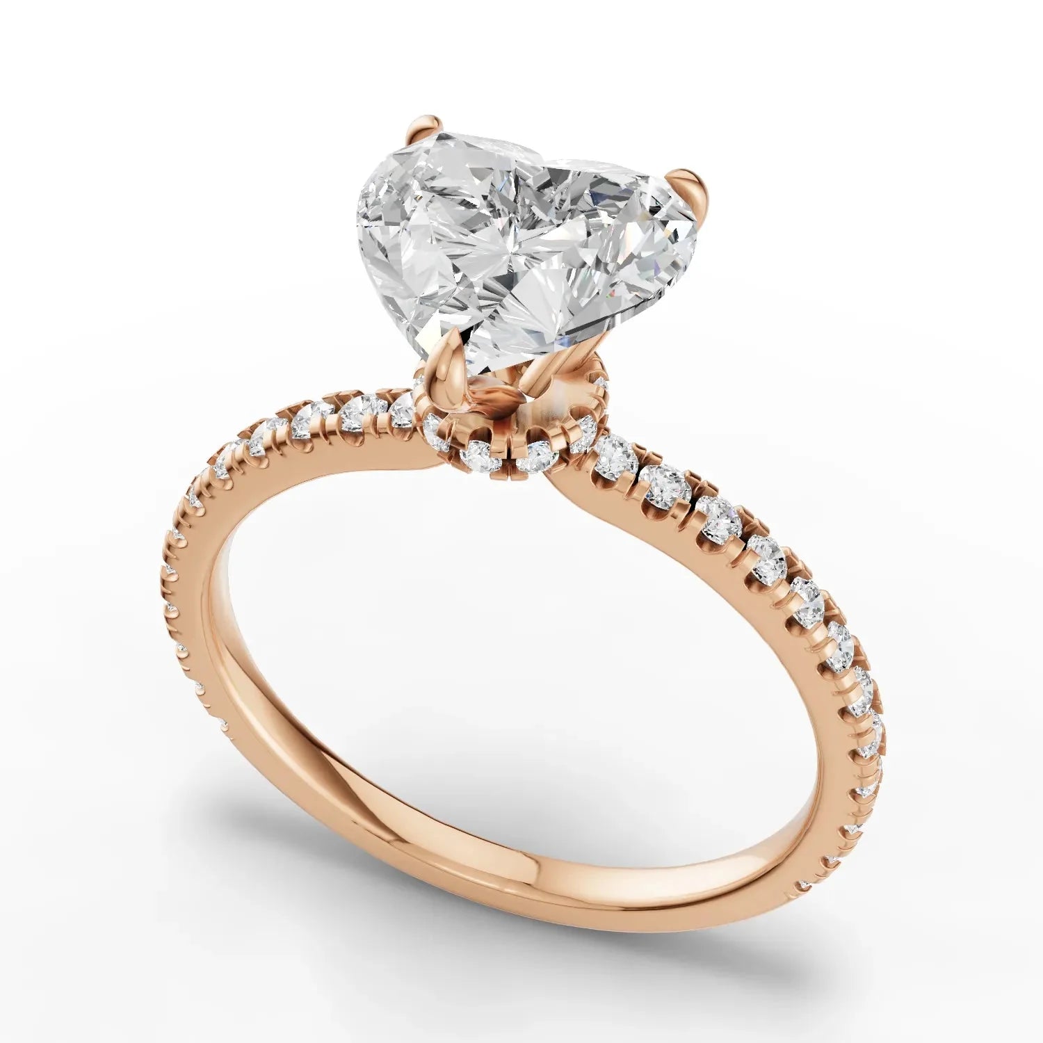 1.79CT Heart Lab Diamond Hidden Halo Accent Engagement Ring