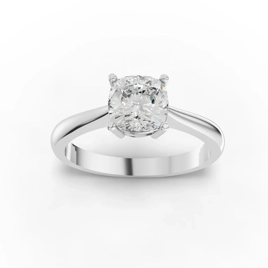 1CT Cushion Lab Diamond Classic Solitaire Engagement Ring