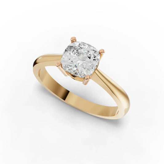 1CT Cushion Lab Diamond Classic Solitaire Engagement Ring