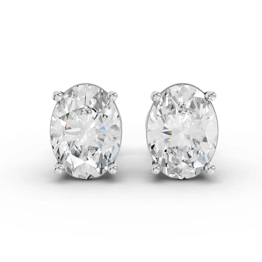 1CT Each Oval Lab Diamond Stud Earrings