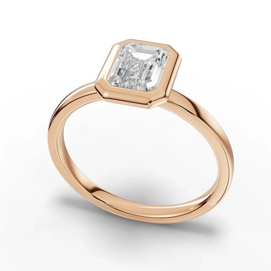 1CT Emerald Lab Diamond Bezel Classic Solitaire Ring
