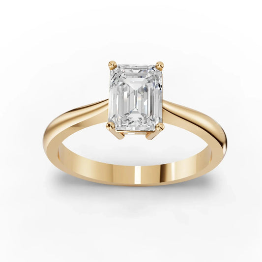 1CT Emerald Lab Diamond Classic Solitaire Engagement Ring