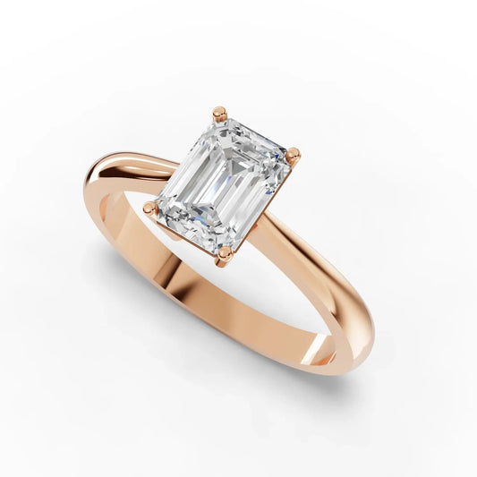 1CT Emerald Lab Diamond Classic Solitaire Engagement Ring