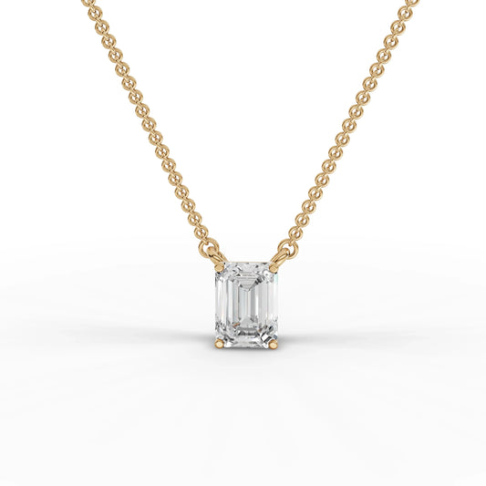 1CT Emerald Lab Diamond Solitaire Pendant