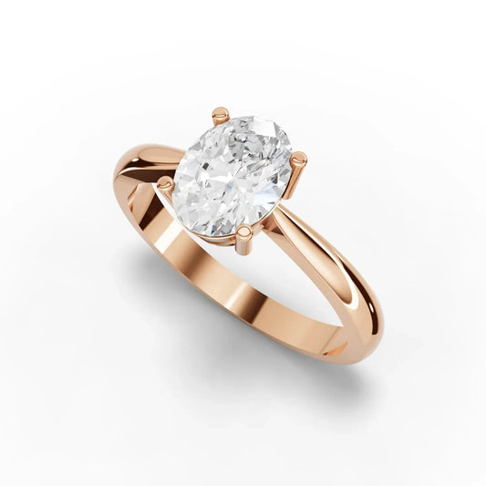 1CT Oval Lab Diamond Classic Solitaire Engagement Ring