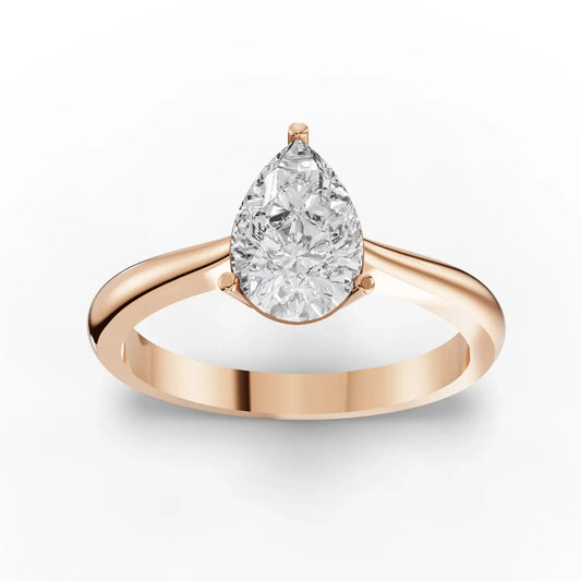 1CT Pear Lab Diamond Classic Solitaire Engagement Ring