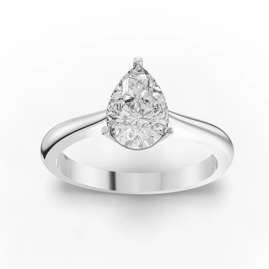 1CT Pear Lab Diamond Classic Solitaire Engagement Ring