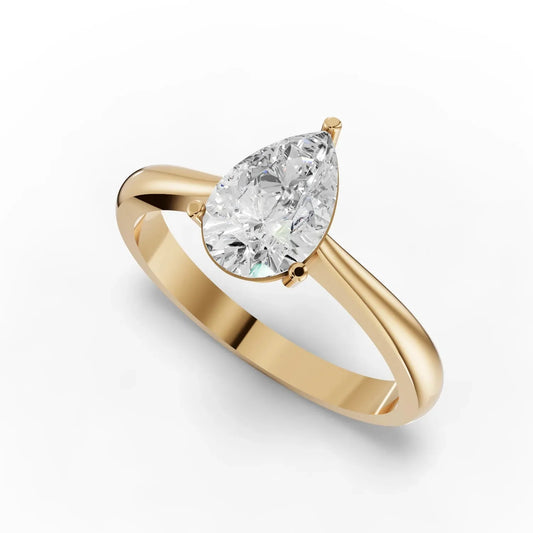1CT Pear Lab Diamond Classic Solitaire Engagement Ring