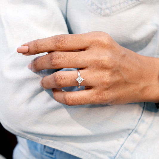 1CT Princess Lab Diamond Premium Classic Solitaire Ring