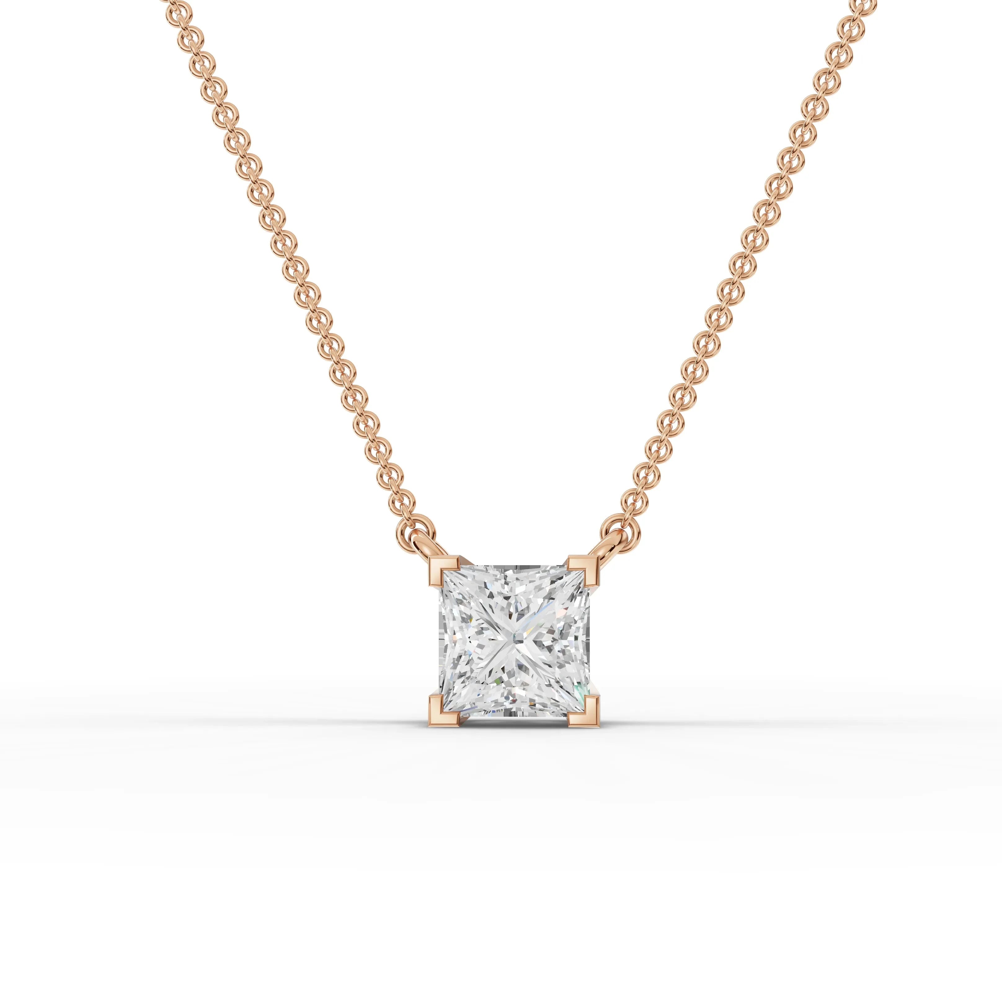 1CT Princess Lab Diamond Solitaire Pendant