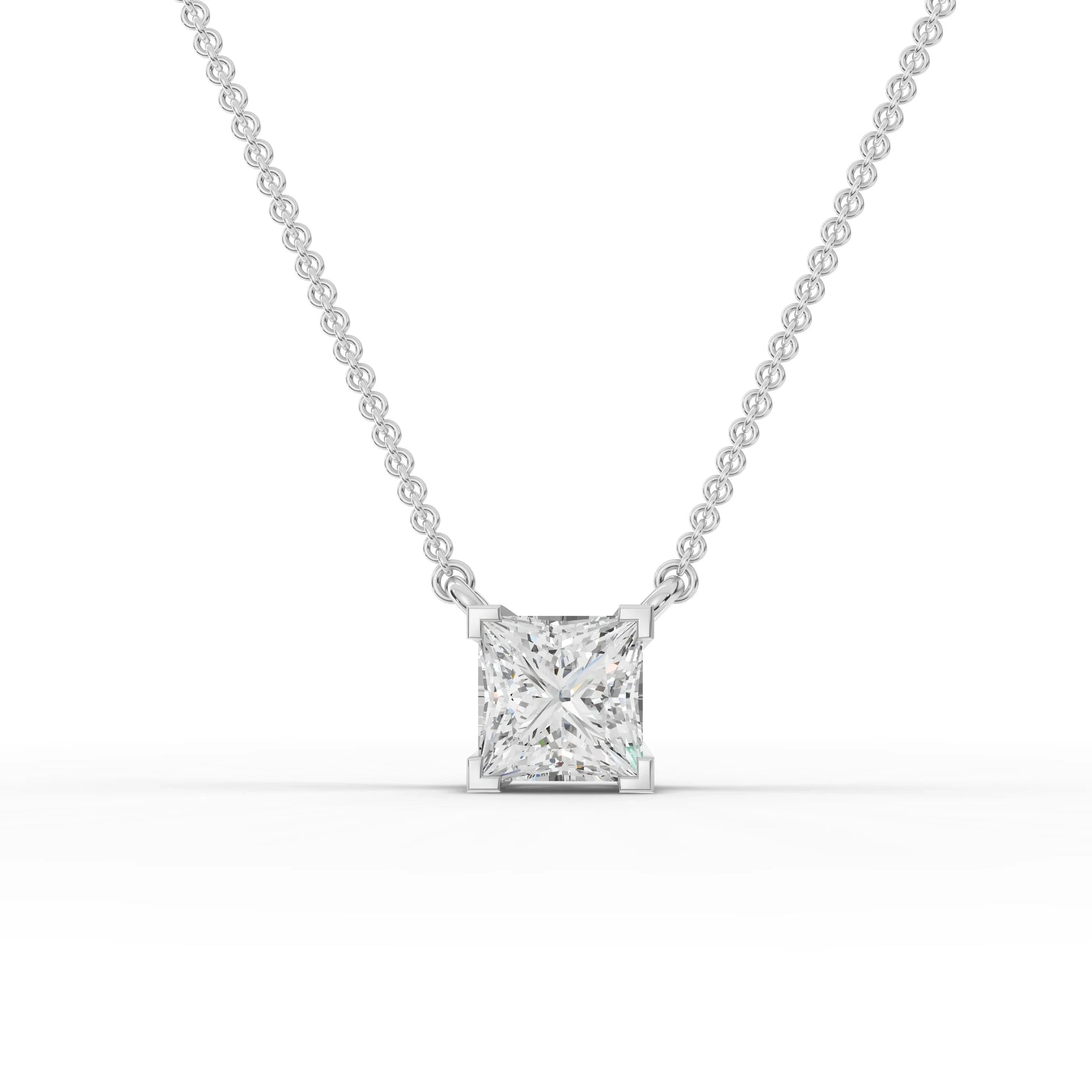 1CT Princess Lab Diamond Solitaire Pendant