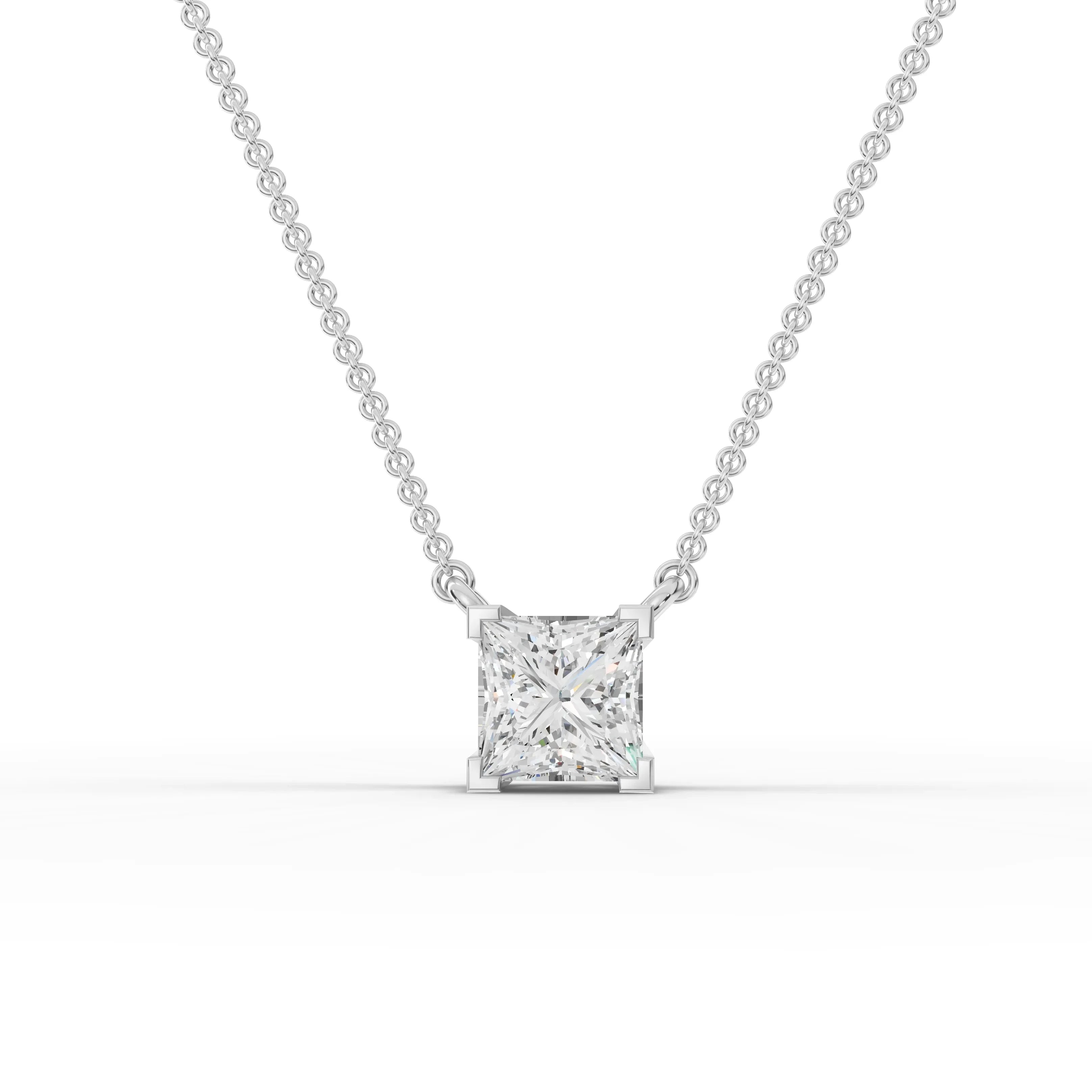 1CT Princess Lab Diamond Solitaire Pendant