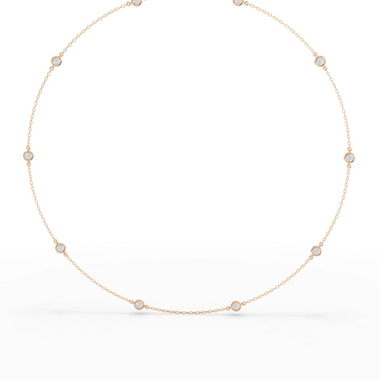 1CT Round Lab Diamond Station Necklace