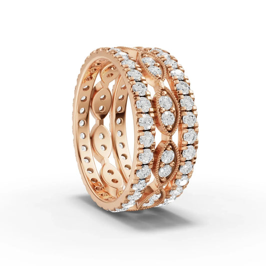2.02CT Round Lab Diamond Full Eternity Bridal Set Ring