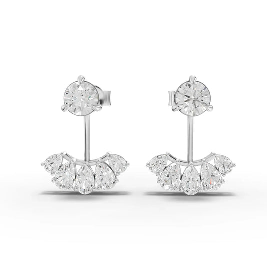 2.18CT Pear Round Lab Diamond Premium Crawler Earrings