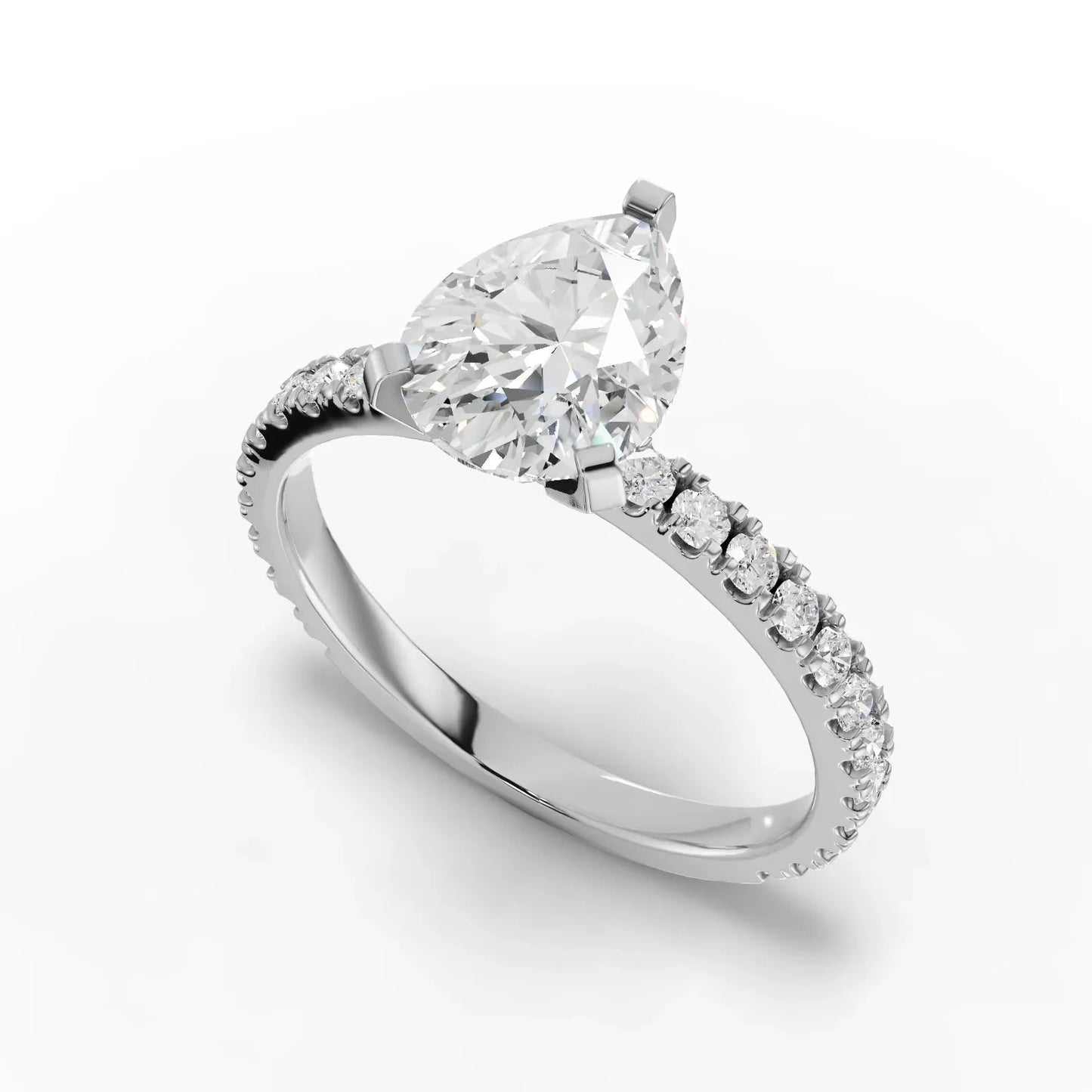 2.23CT Pear Lab Diamond Accent Engagement Ring