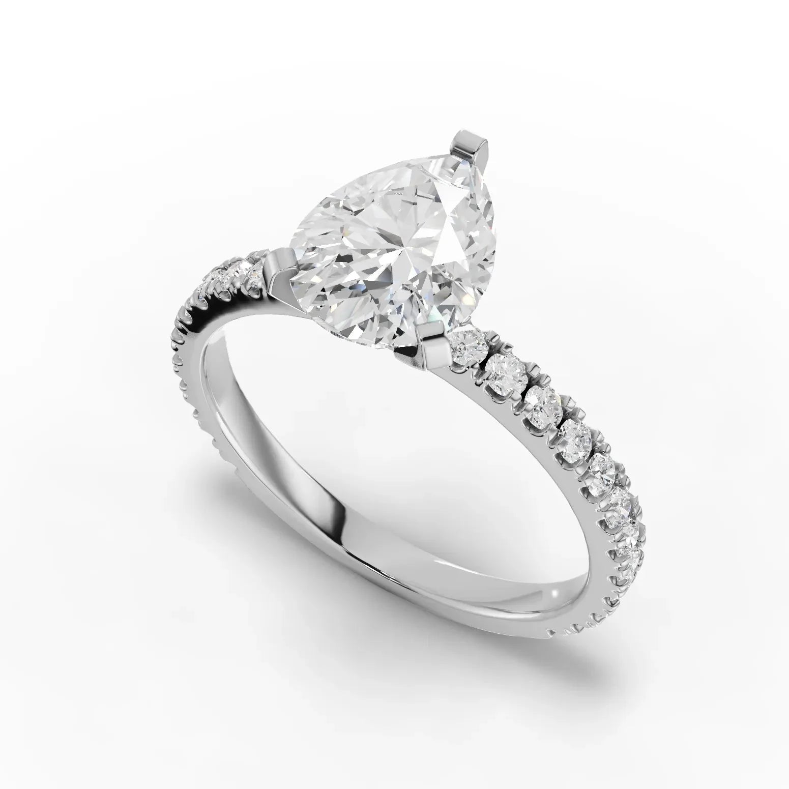 2.23CT Pear Lab Diamond Accent Engagement Ring