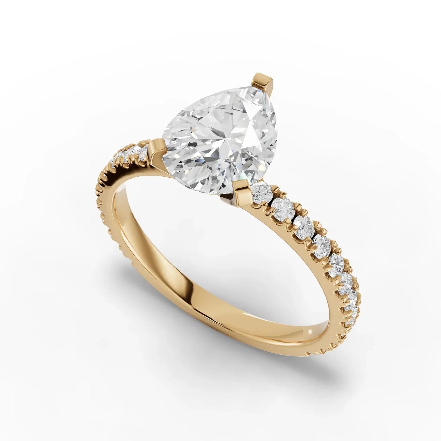 2.23CT Pear Lab Diamond Accent Engagement Ring