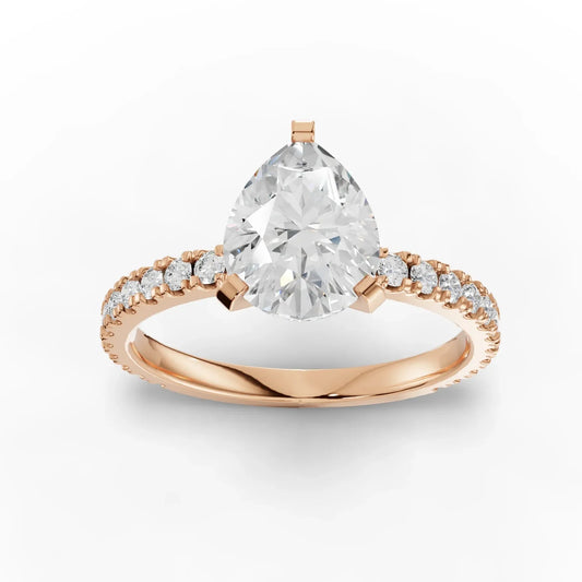 2.23CT Pear Lab Diamond Accent Engagement Ring