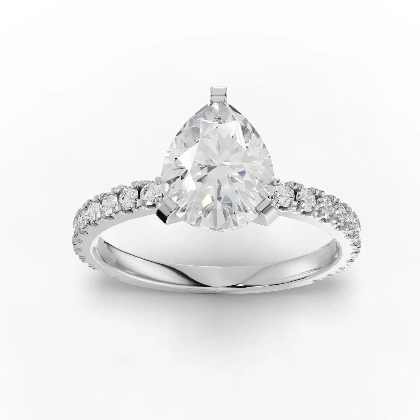 2.23CT Pear Lab Diamond Accent Engagement Ring