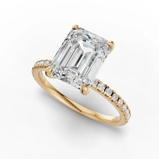 2.29CT Emerald Lab Diamond Hidden Halo Accent Engagement Ring